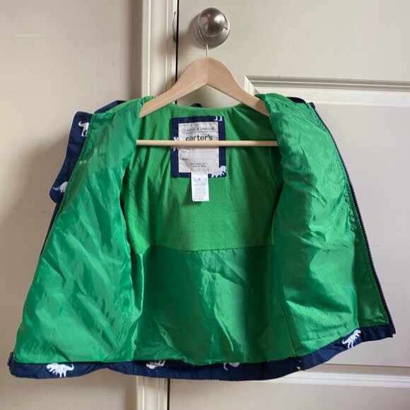 Carter's Navy Blue Raincoat, Color-changing Dinosaur Print - Picture 2 of 3